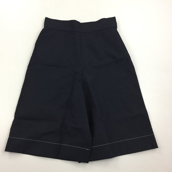 PRADA Italy Black/Dark Blue White Stitching Wide Leg High Waist Capri Shorts - Picture 1 of 10